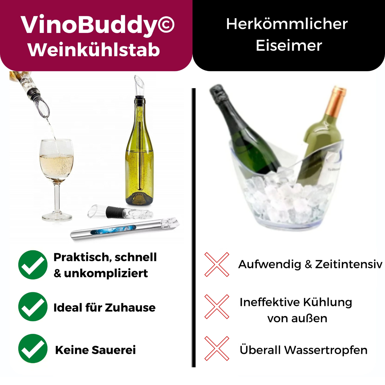 Vinobuddy | Exclusiver Weinkühlstab - inkl. 3 Jahre Garantie